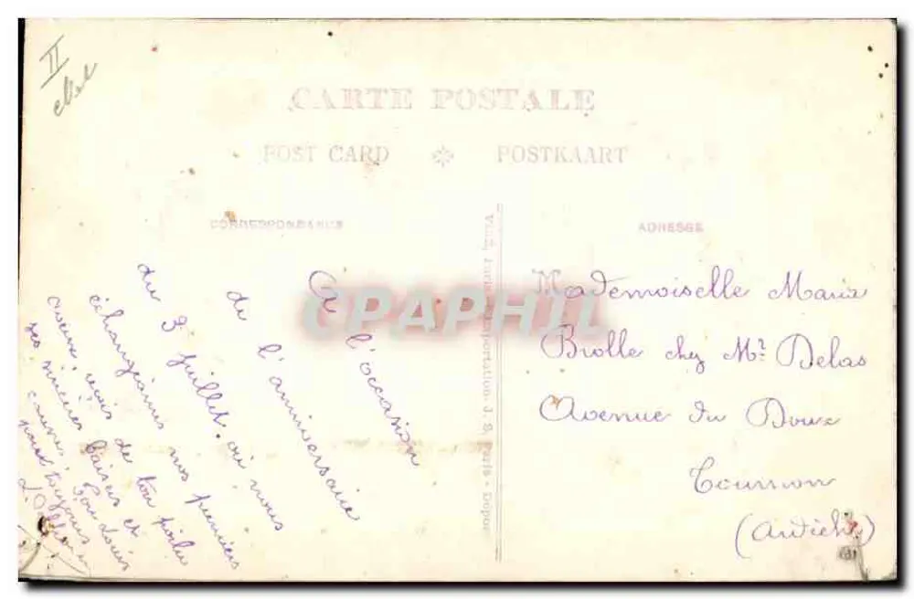 Aniversário — carta postal bordada — editor desconhecido - Verso