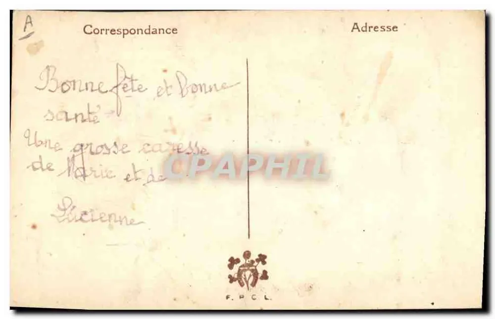 Bom Aniversário — carta postal bordada — F.P.H.C.L. - Verso