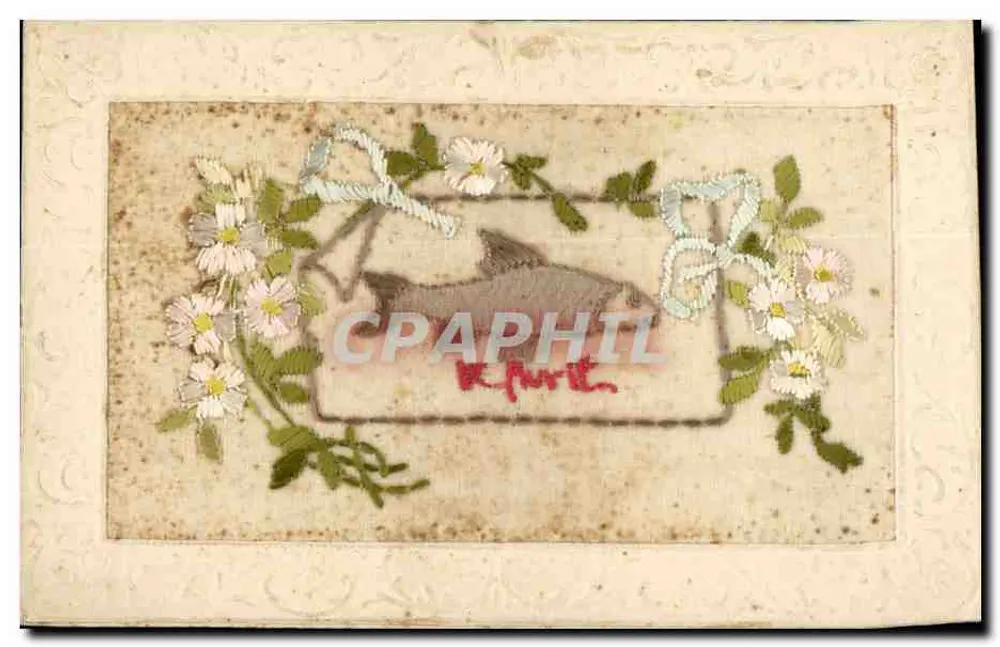 Fisch umgeben von Blumen — dekorative Ansichtskarte — Abgegeben HP Paris - Vorderseite