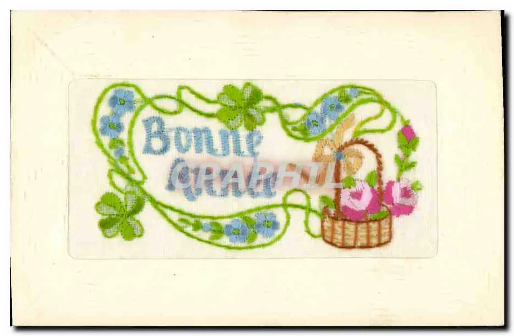 Boa Ano — motivo bordado com cesta de flores - Frente