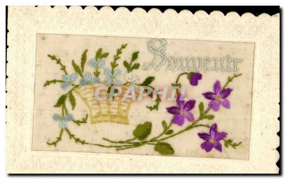 Arranjo de flores bordadas — Lembrete do Egito — Carta postal - Frente