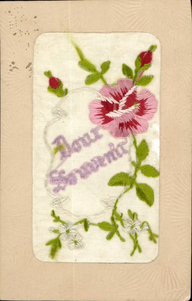 Lembrança de flor — cartão postal bordado — MARQUE DEPOSÉE PARIS - Frente