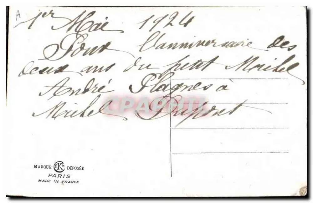 Lembrança de flor — cartão postal bordado — MARQUE DEPOSÉE PARIS - Verso