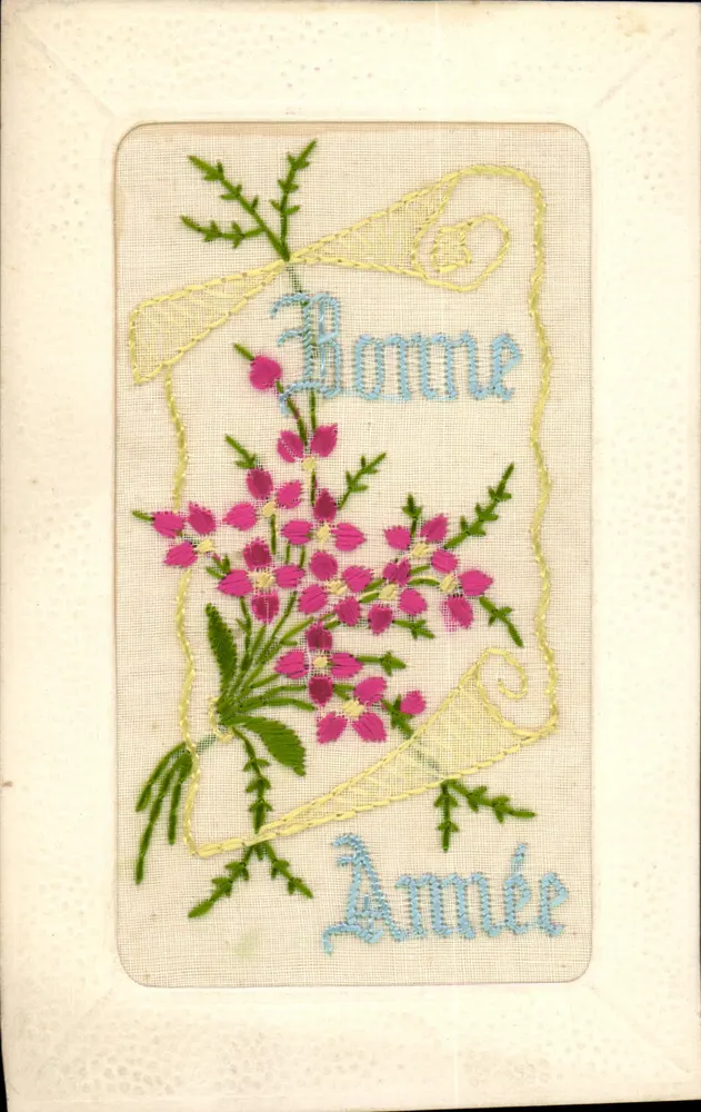Arranjo de flores — Boa Ano — Carta postal - Frente