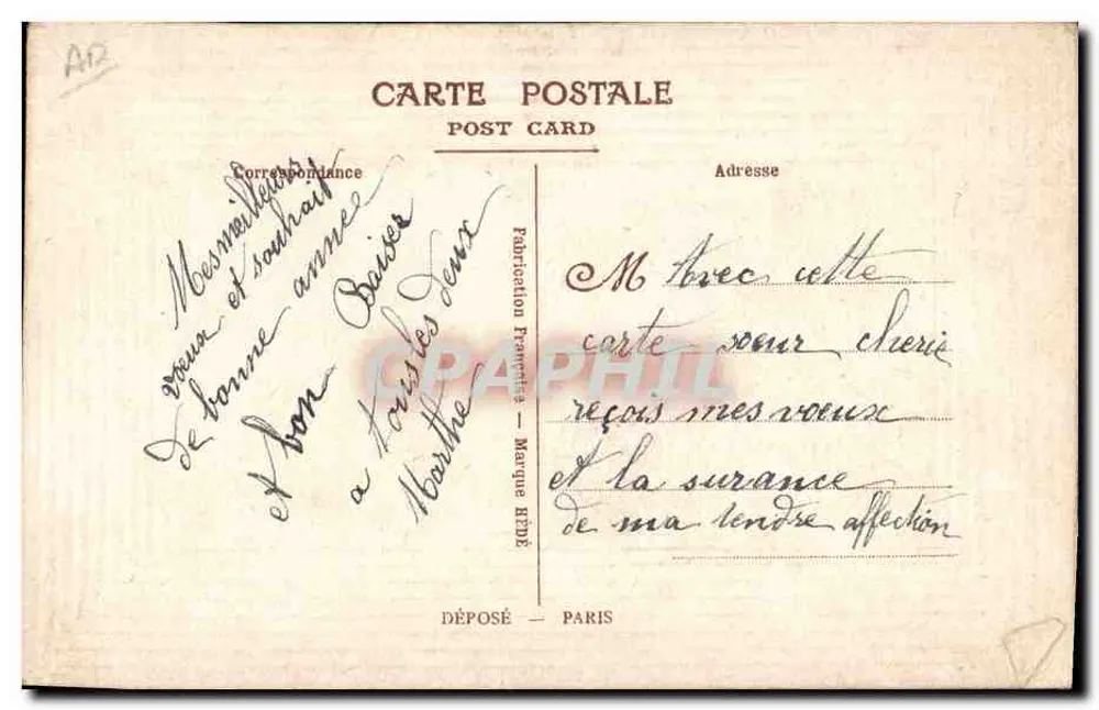 Carta postal de boas-vindas — Envio de um coração apaixonado — Marca NIDE - Verso