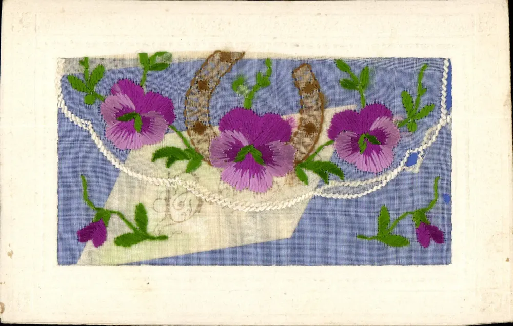 Hufeisen und violette Blumen — Stickmuster — unbekannter Verleger - Vorderseite