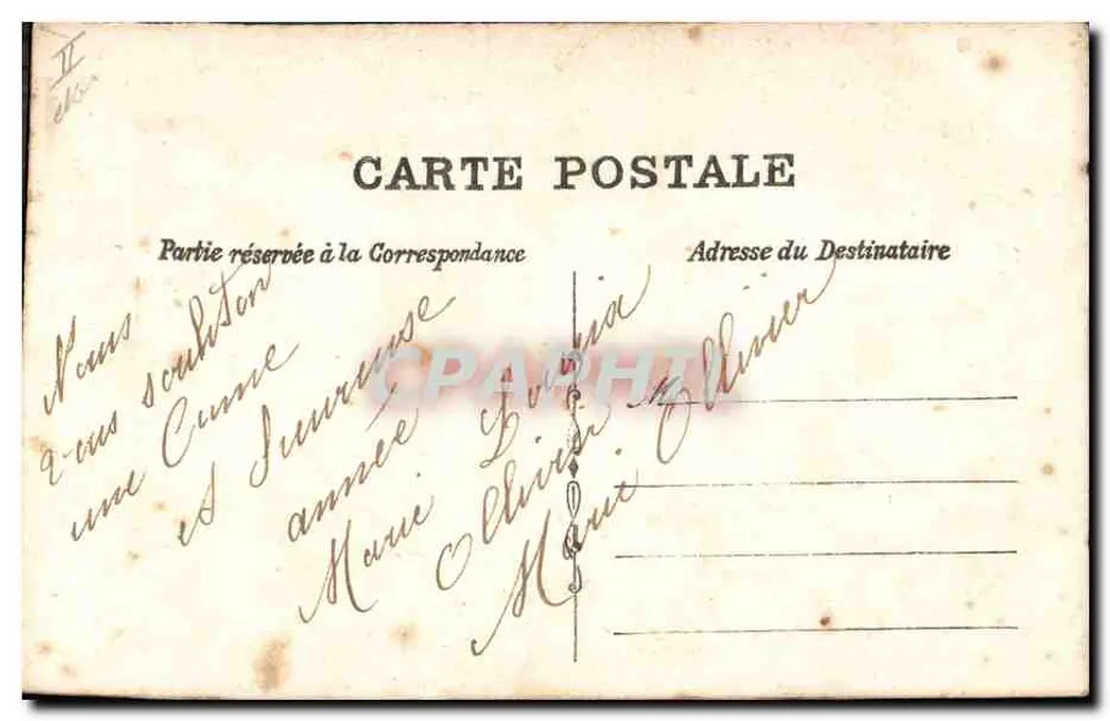 Flores bordadas — Boa Ano — Carta postal - Verso