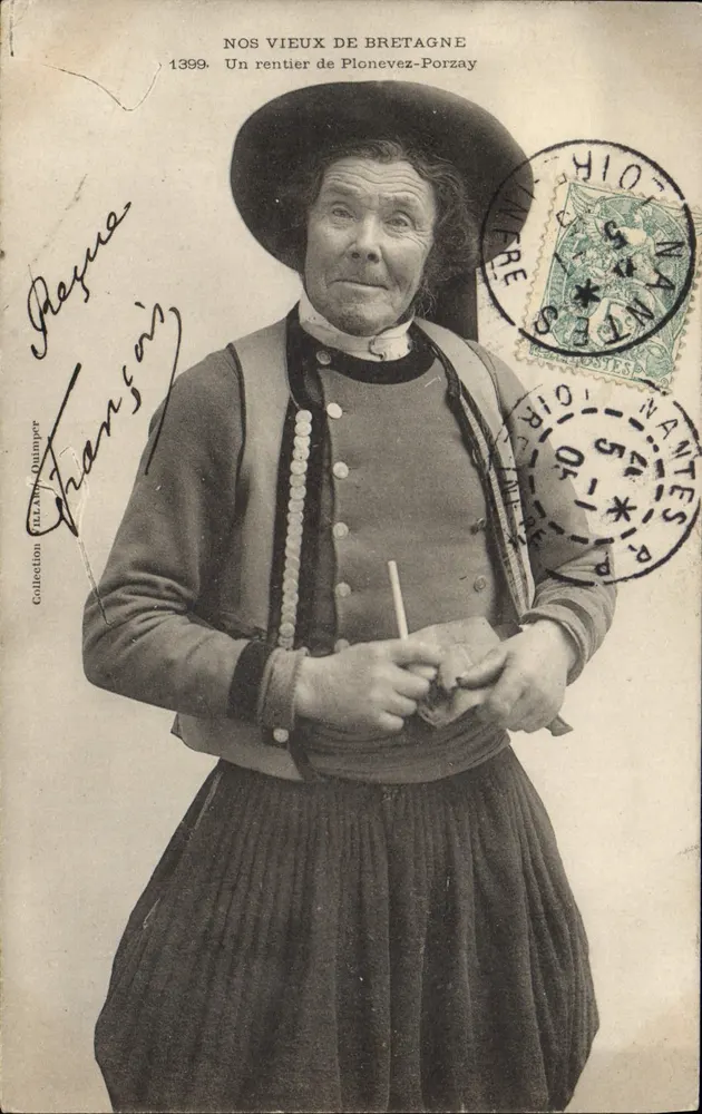 Un rentier de Plonevez-Porzay — portrait d'une femme en costume traditionnel breton, éditeur L. L. A. Dumper, n° 1399 - Vorderseite