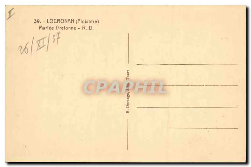 Mulher Bretã Casada — Locronan (Finistère) — R. Donange, Tours - Verso