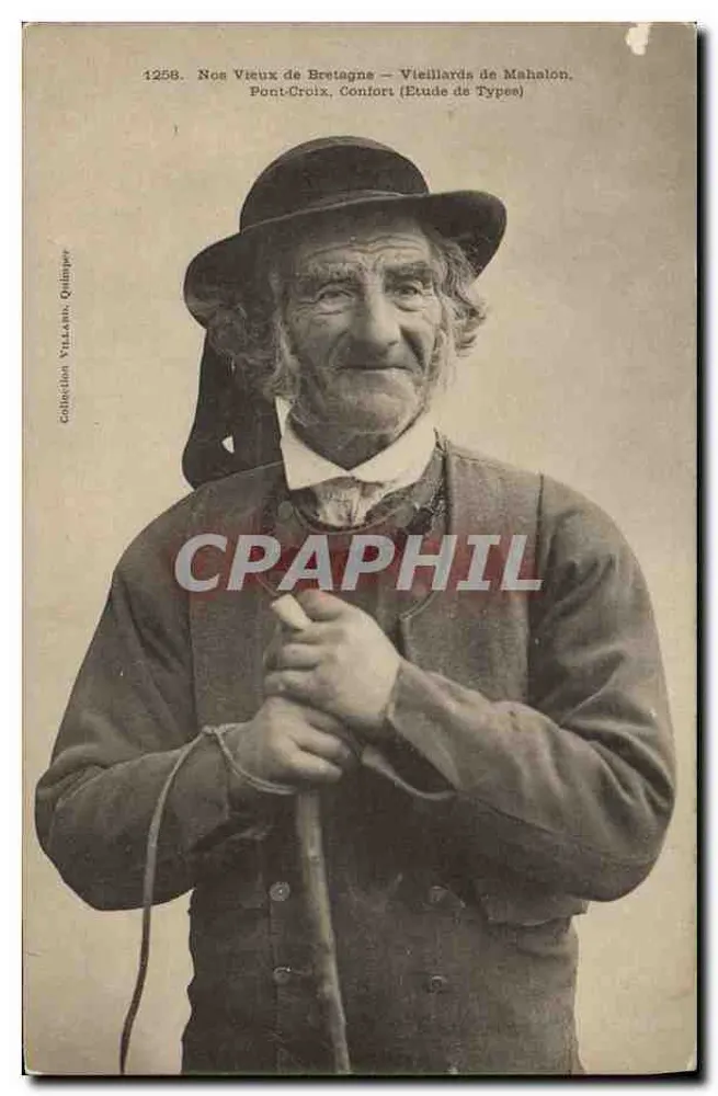 Alt-Brittanny — Alte Leute von Mahalon, Pont-Croix (Typenstudie) — Sammlung Villam, Quimper - Vorderseite