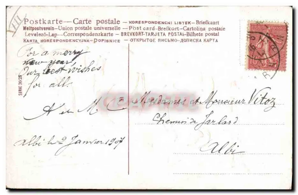 Guten Jahresbeginn 1907 — Vögel und Rosen — Serie 30.25 - Rückseite