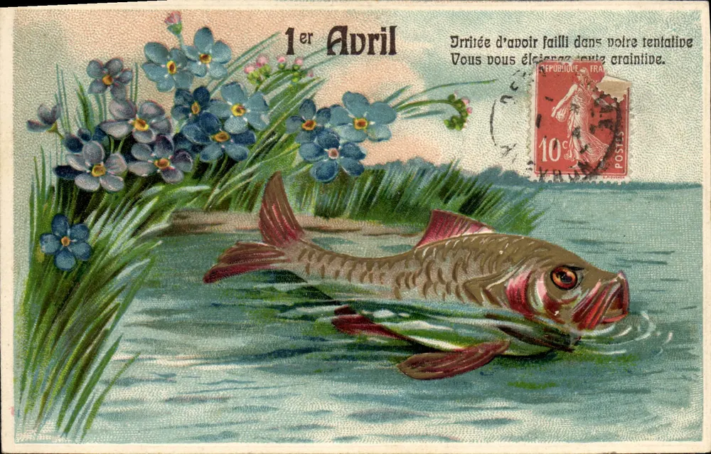 Fisch im Wasser — 1. April — Verlag nicht sichtbar, Serie 6605 - Vorderseite