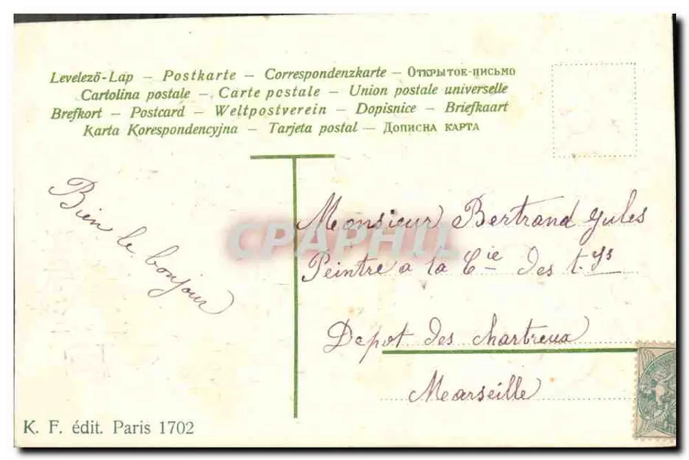 Violetas e estribos — Não me esqueçam — K. F. édit. Paris 1702 - Verso