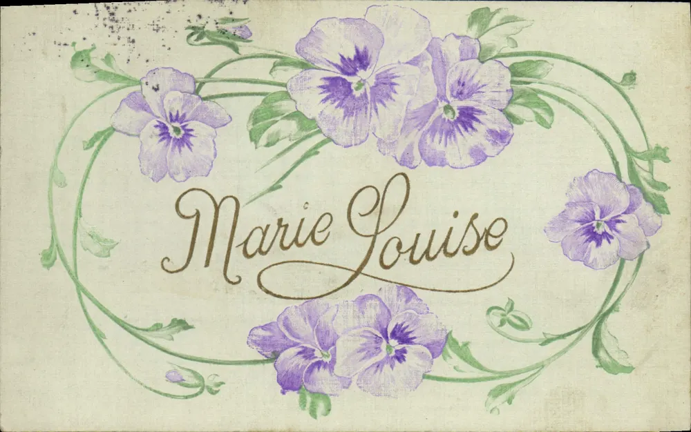 Marie Louise — Dekorative Karte mit Violets — unbekannter Verlag - Vorderseite