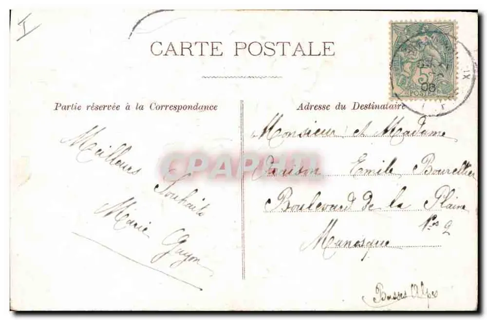 Arranjo de violetas e flores de laranjeira — A Amizade as oferece — editor não visível - Verso
