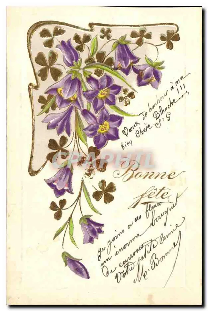 Flores de campanula — carta postal de felicitações — editor não visível - Frente