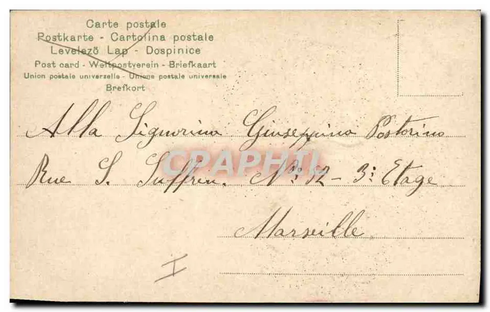Papillon rouge — carta postal italiana com carimbo de 5 centesimi — editor desconhecido - Verso