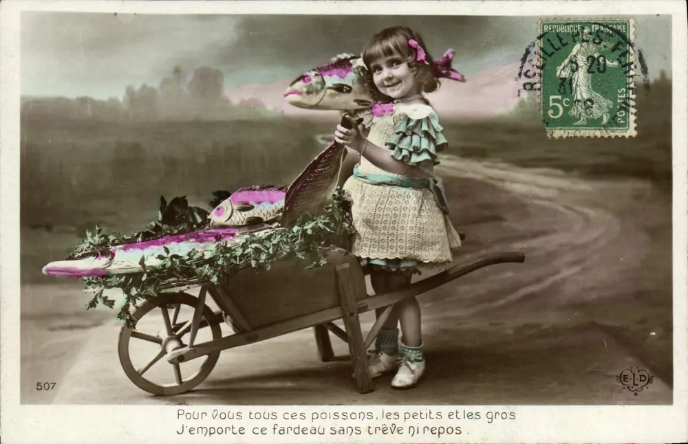 Menina com carruagem de peixes — editor E.D. n°507 - Frente