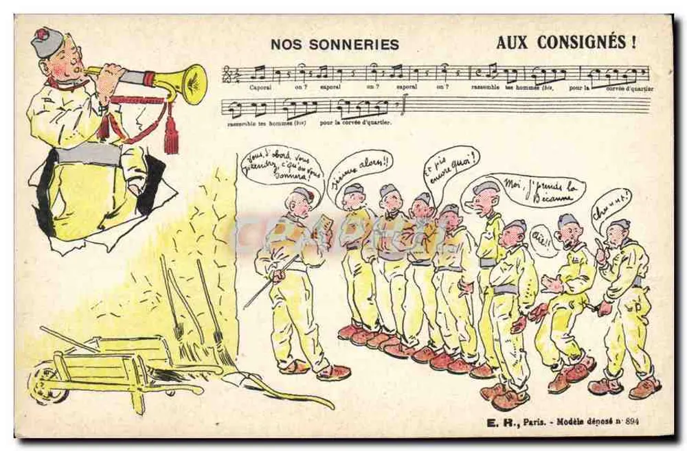 Sergeant, der die Pfeife bläst — Unsere Alarmrufe für die Einberufung! — E. R., Paris, Modell Nr. 894 - Vorderseite