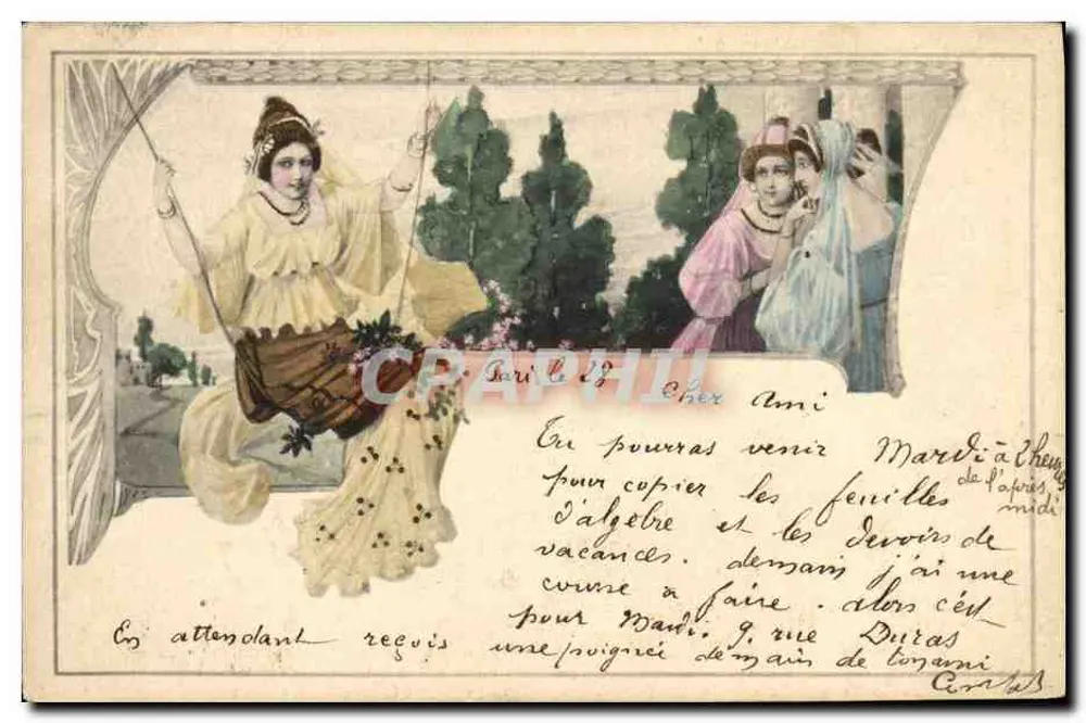 Frauen in algerischer Kleidung — Garten-Szene — Verlag M. M. Vienne - Vorderseite