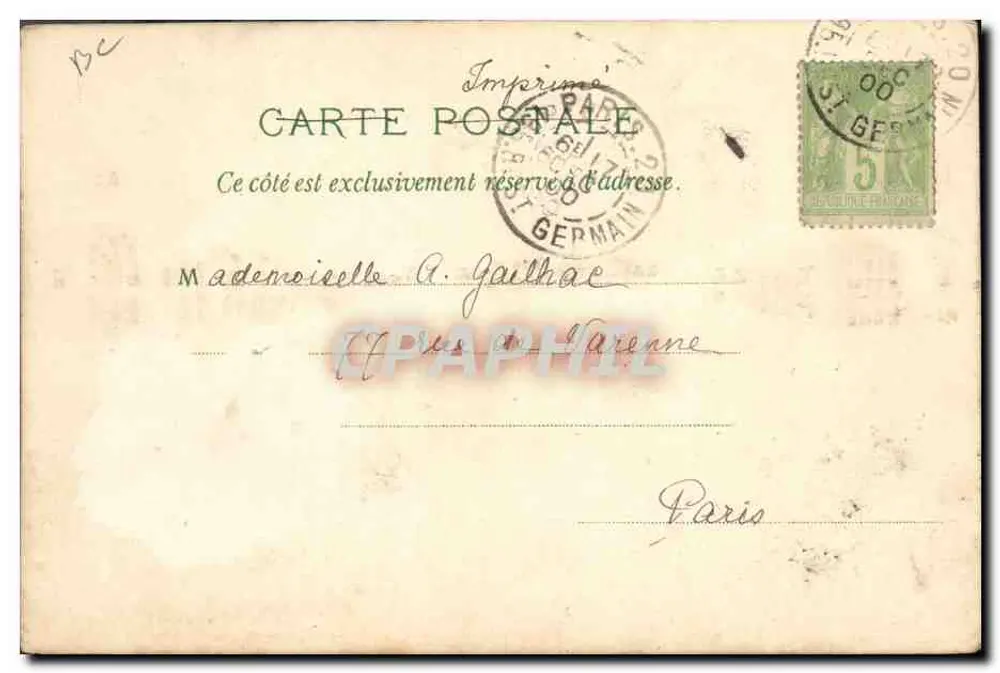 Weltausstellung 1900 — Champ de Mars — Brévété s.g.d.g. - Rückseite
