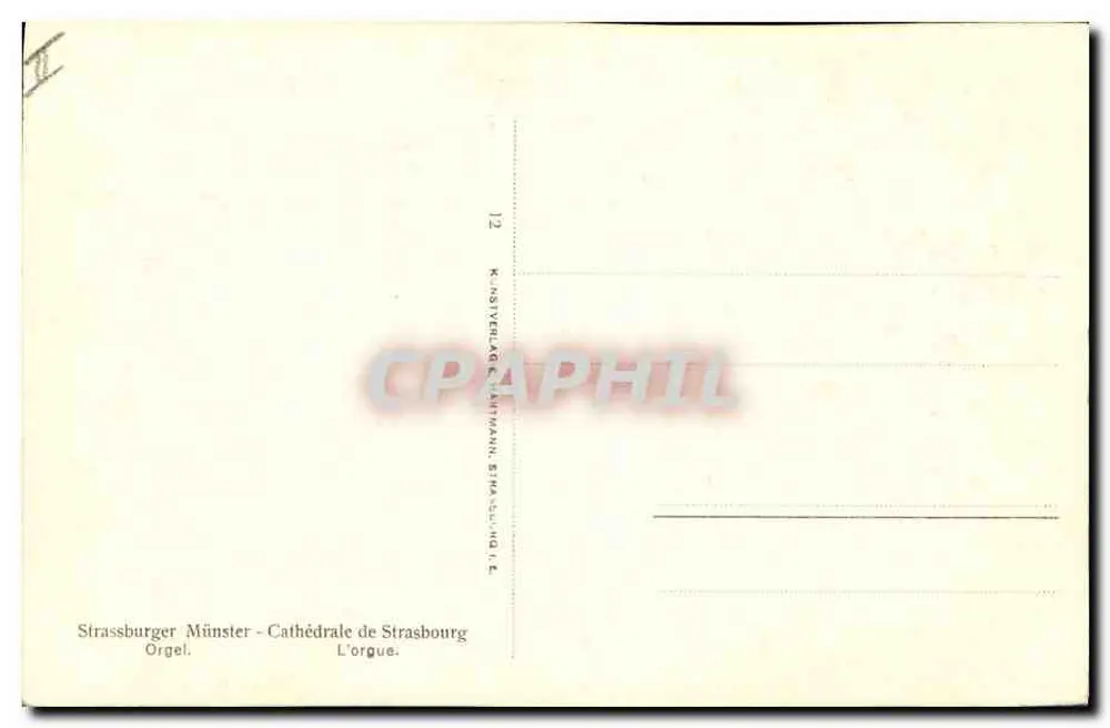 Catedral de Estrasburgo — O órgão — editor K. Nisterlang & Laumann, Estrasburgo - Verso