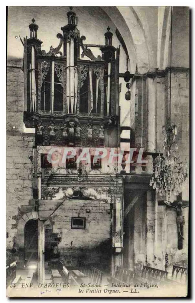 St-Savin - Innenraum der Kirche, die alten Orgeln — LL - Vorderseite