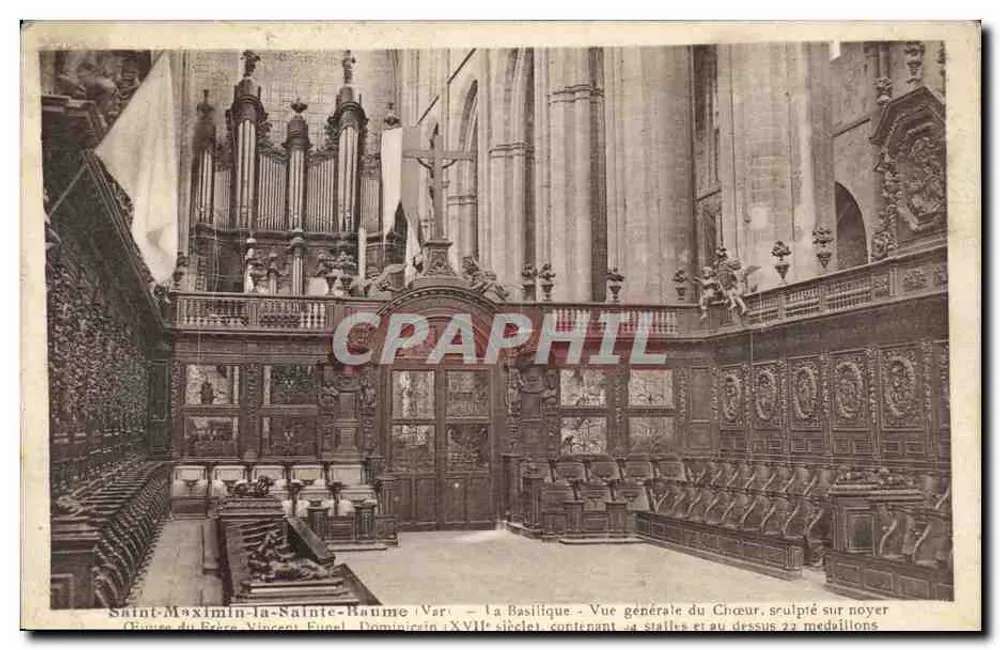 Saint-Maximin-la-Sainte-Baume — Die Basilika: Allgemeiner Blick auf den Chor, geschnitzt aus Nussbaum (Verlag: Vincent Furel) - Vorderseite