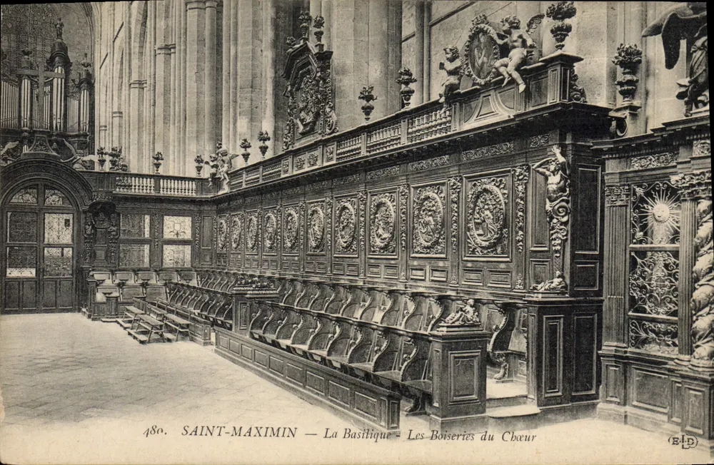 Saint-Maximin — Die Basilika — Die Holzschnitzereien des Chors - Vorderseite