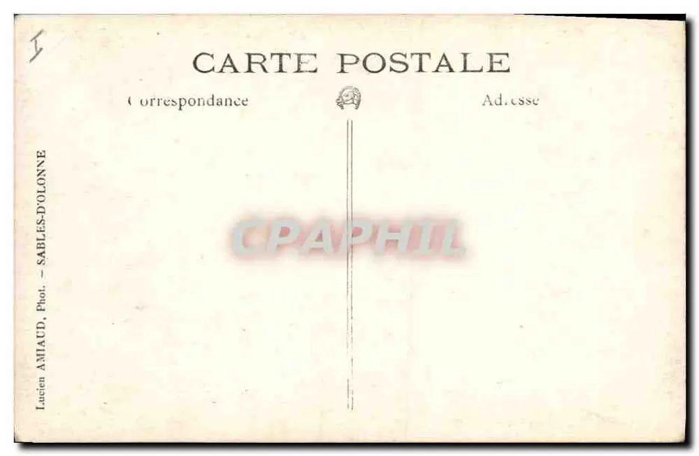 Farol de Sables-d'Olonne — ondas quebrando — Lucien Amiaud, Fot. - Verso