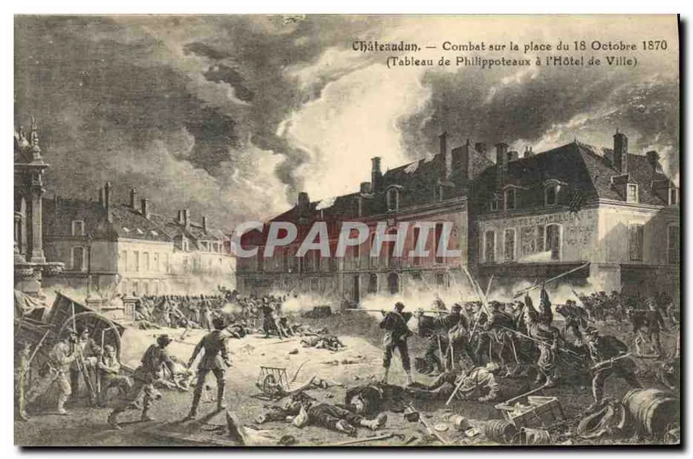 Châteaudun — Schlacht auf dem Platz am 18. Oktober 1870 (Gemälde von Philippoteaux im Rathaus) - Vorderseite