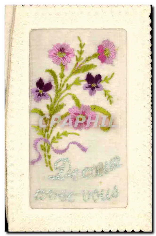 Arranjo de flores — Decoração com você — carta postal bordada - Frente