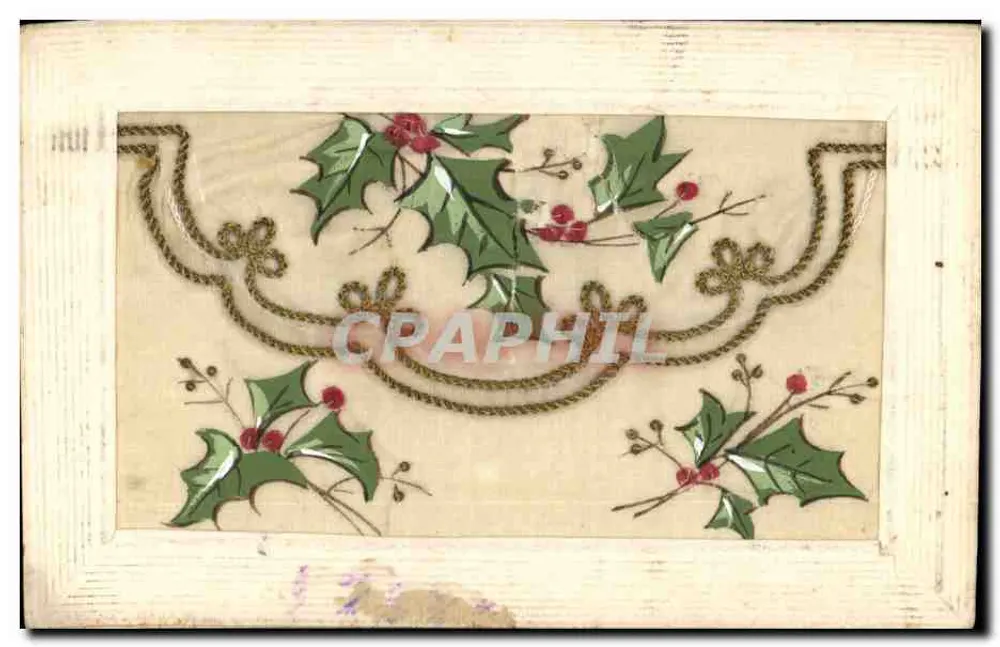Houx e bagas — cartão postal de Natal — editor J.B. Paris - Frente