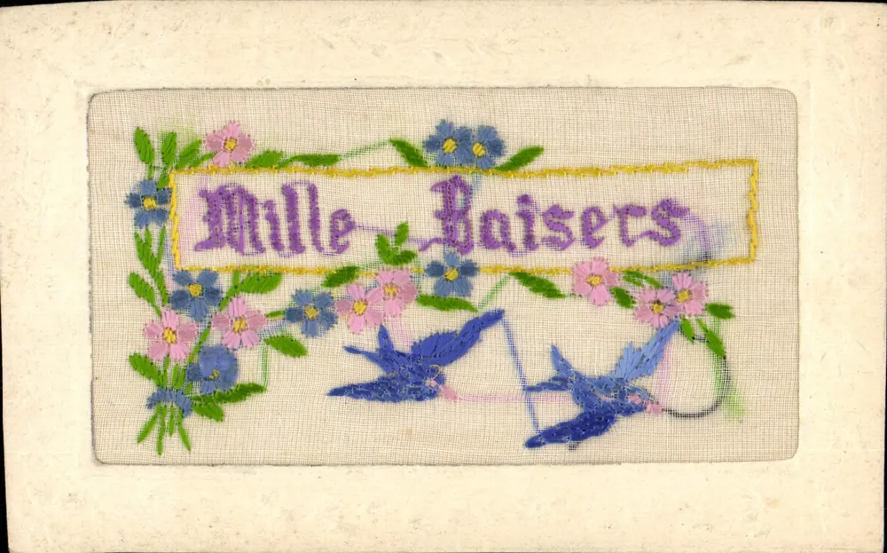 Mille Baisers — gestickte Karte — Paris - Vorderseite