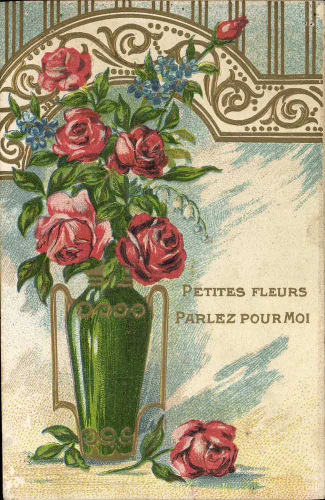 Arranjo de rosas — 'Pequenas flores, falem por mim' — União Postal Universal - Frente