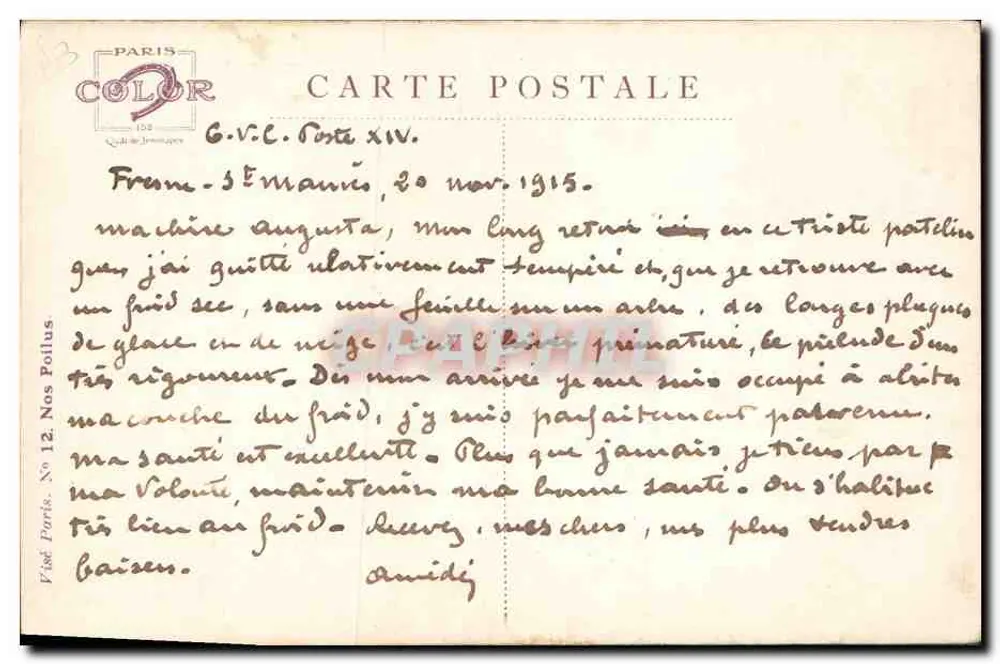Porträt eines Mannes mit rotem Fez — Aquarellzeichnung — Verlag Steinbach, signiert Em. Dupulis, datiert Januar 1911 - Rückseite