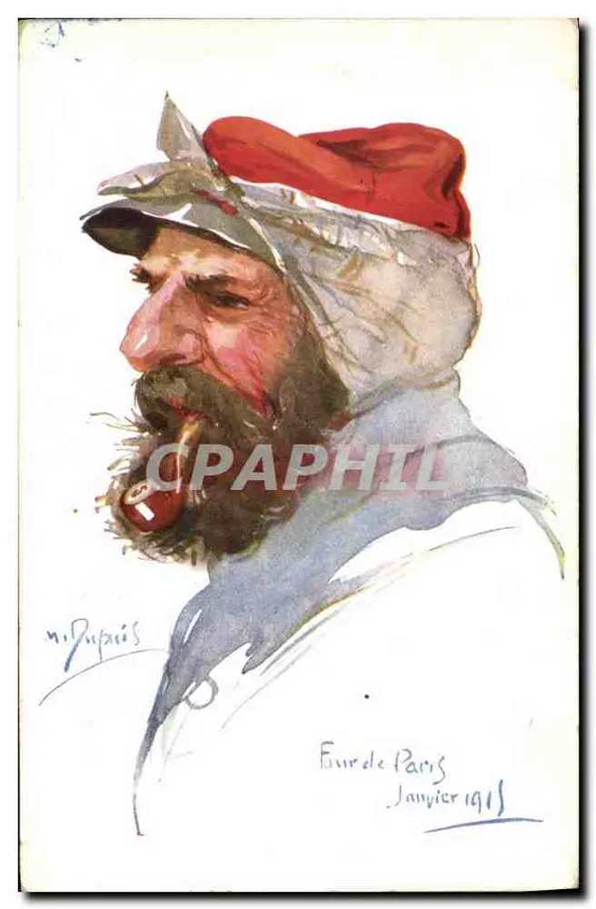 Soldat im Uniform — Aquarellporträt — signiert M. Dupuis, Fure de Paris, Januar 1915 - Vorderseite
