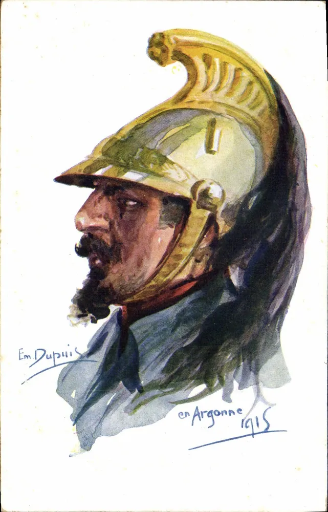 Soldat in einem Kappenhelm — in der Argonne 1915 — Em. Dupuis - Vorderseite