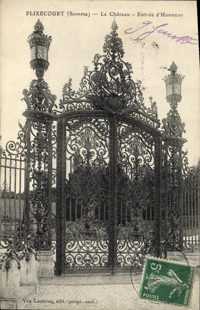 Flixecourt (Somme) — O Castelo — Entrada de Honra — Vve Leclercq, edit. (prop.-excl.) - Frente
