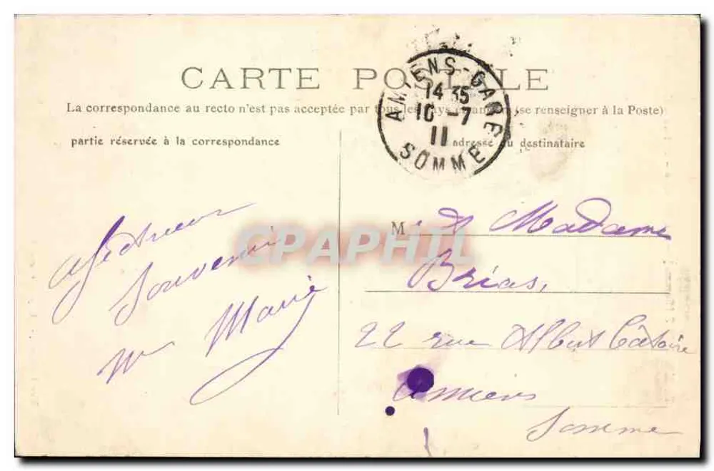 Flixecourt (Somme) — O Castelo — Entrada de Honra — Vve Leclercq, edit. (prop.-excl.) - Verso