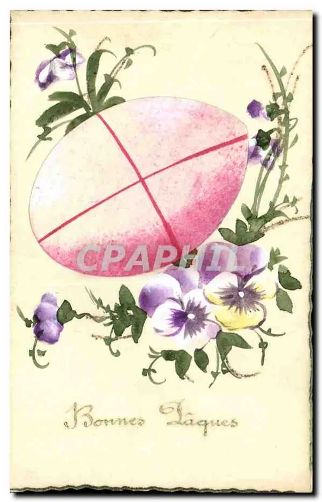 Verziertes Osterei — Mohnblumen — Text 'Frohe Ostern' - Vorderseite