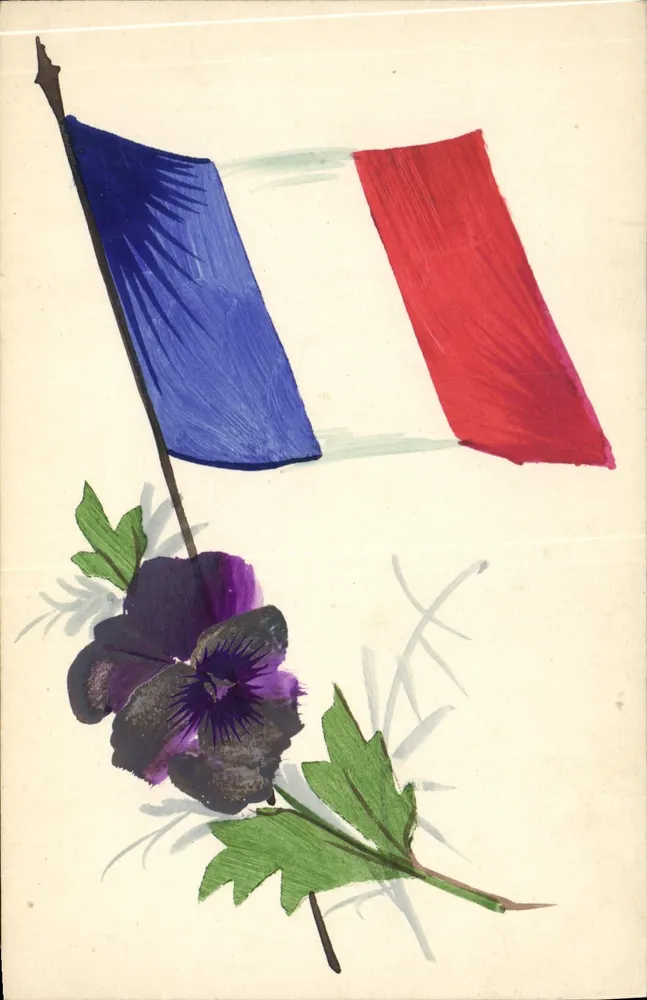 Frankreichflagge — violette Vergissmeinnicht — nicht verkaufte Karte - Vorderseite