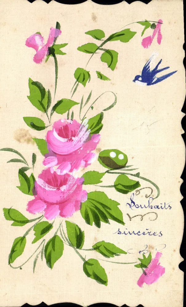 Blumen und Vogel — Dekorative Karte — NOX, Paris - Vorderseite