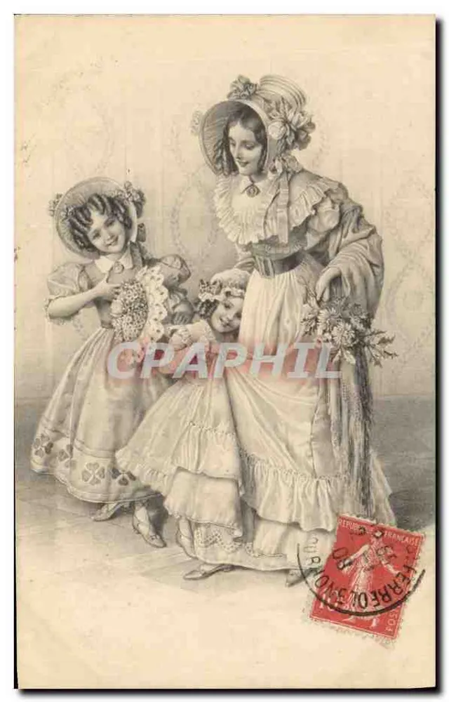 Frau und zwei junge Mädchen — Lebensszenen — Verlag M. M. VIENNE, n° 342 - Vorderseite