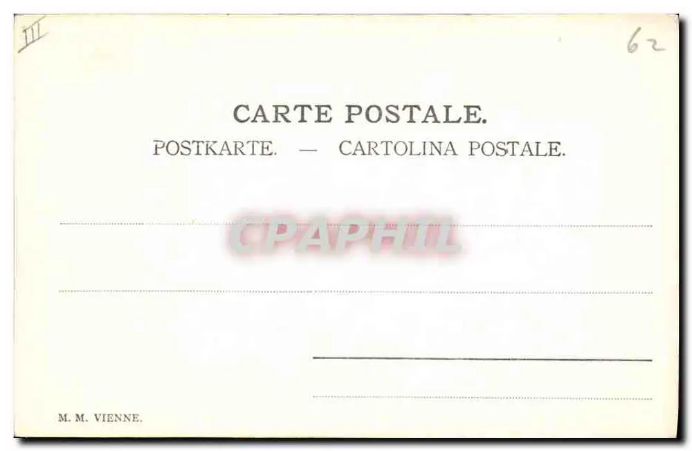 Junge Frau und Mann mit Schafen — pastorale Szene — M. M. Vienne, n° 62 - Rückseite