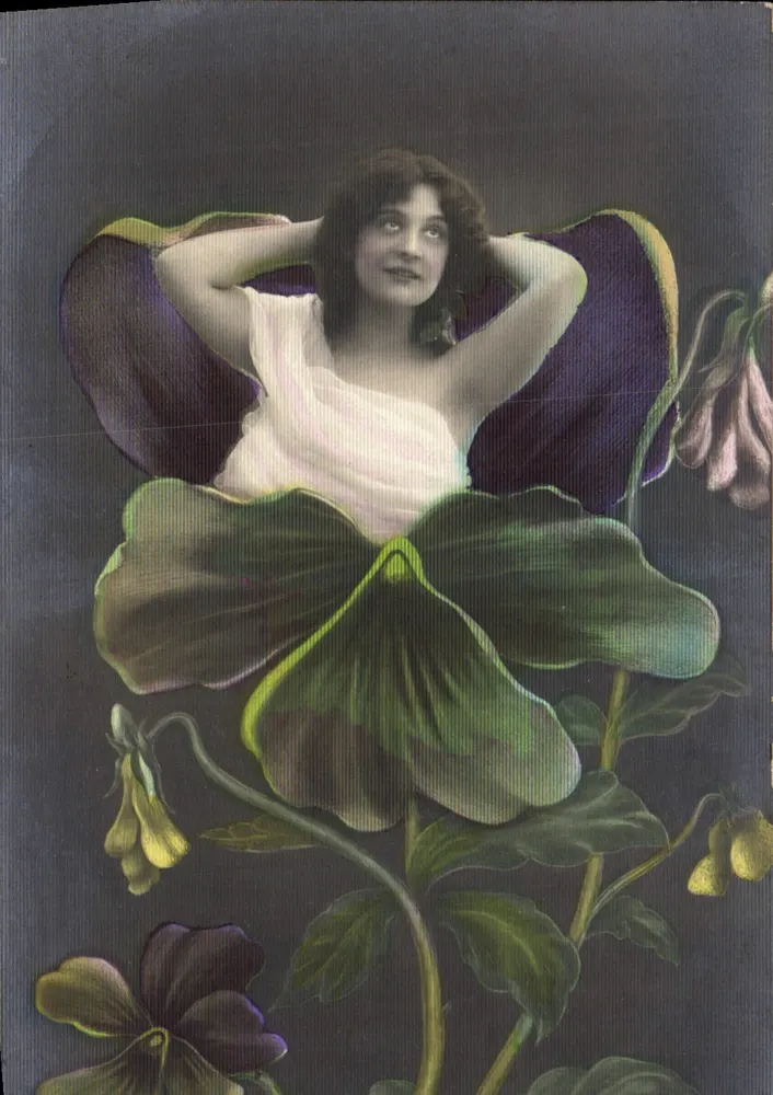 Frau in einer Blume — künstlerische Illustration — D.R.G.M. 306891 - Vorderseite