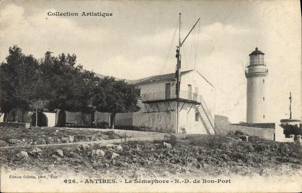 Antibes - O Sémaphore - N.-D. de Bon-Port — Edição Giletta, Nice, n° 626 - Frente