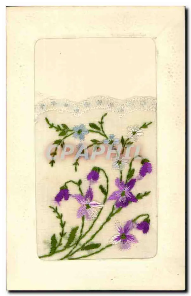 Flores bordadas — motivo floral bordado em tecido com renda — editor não visível - Frente