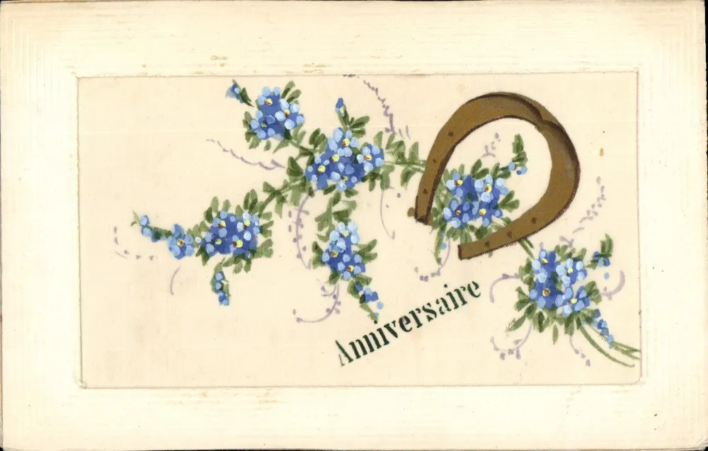 Anniversario — con uncino e fiori — Fabbricazione francese - Recto