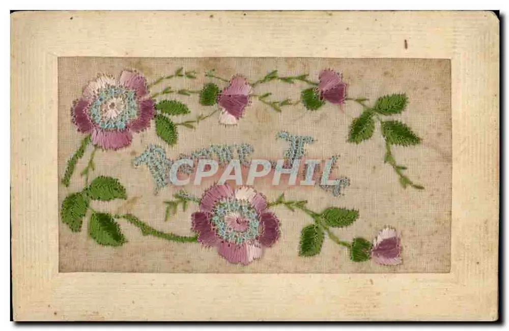 Fiori ricamati — Cartolina d'epoca — Imp. Coerteszijz, Maroilles - Recto